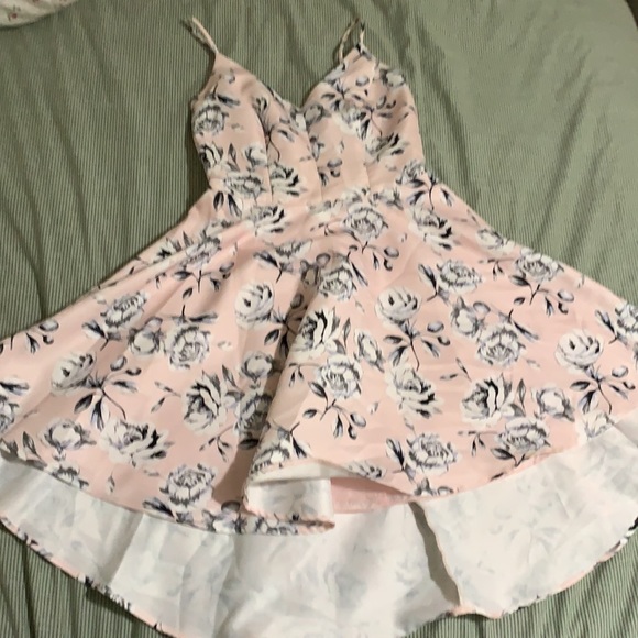 Pink Floral A-line Prom/Grad/Reception Dress - Picture 2 of 3